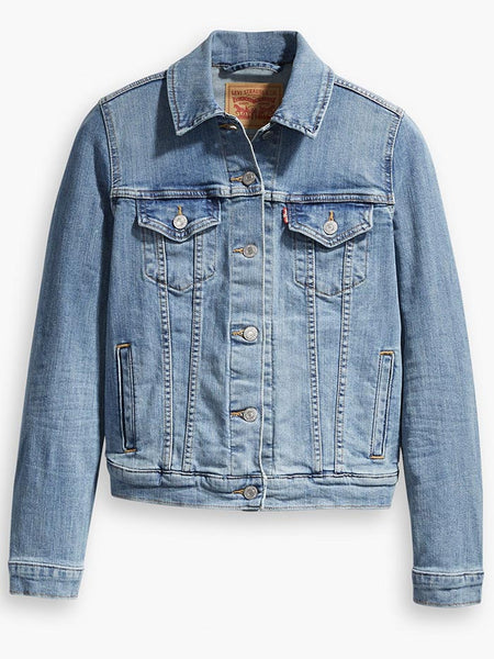 Levi's 299450012 Womens Original Trucker Denim Jacket Jeanie front view. If you need any assistance with this item or the purchase of this item please call us at five six one seven four eight eight eight zero one Monday through Saturday 10:00a.m EST to 8:00 p.m EST