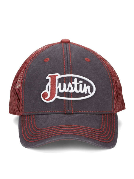 Justin JCBC724-NVY Classic Logo Mesh Back Cap Navy front view. If you need any assistance with this item or the purchase of this item please call us at five six one seven four eight eight eight zero one Monday through Saturday 10:00a.m EST to 8:00 p.m EST