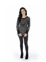 Liberty Wear 7295 Womens Speed Master Long Sleeve Thermal Top Charcoal front view. If you need any assistance with this item or the purchase of this item please call us at five six one seven four eight eight eight zero one Monday through Saturday 10:00a.m EST to 8:00 p.m EST