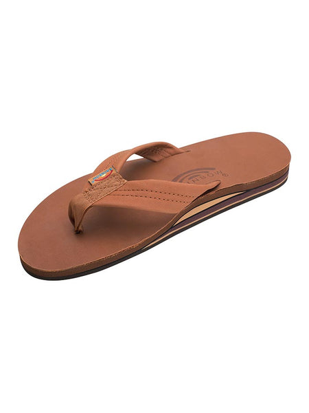 Rainbow 302ALTS0-DKBR Mens Double Layer Classic Leather Arch Support Sandals Dark Brown front view. If you need any assistance with this item or the purchase of this item please call us at five six one seven four eight eight eight zero one Monday through Saturday 10:00a.m EST to 8:00 p.m EST