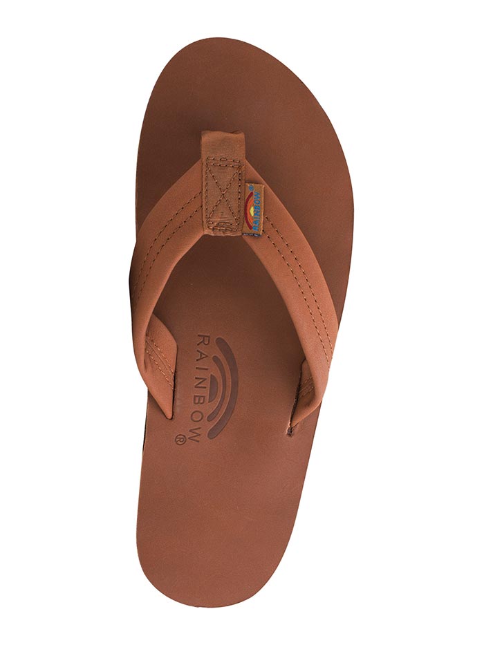 Rainbow 302ALTS0-DKBR Mens Double Layer Classic Leather Arch Support Sandals Dark Brown front view. If you need any assistance with this item or the purchase of this item please call us at five six one seven four eight eight eight zero one Monday through Saturday 10:00a.m EST to 8:00 p.m EST