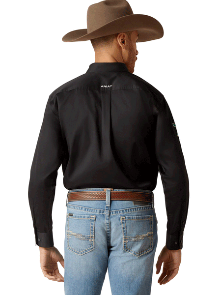 Ariat 10038500 Mens Team Logo Twill Classic Fit Shirt Mexico Black back view. If you need any assistance with this item or the purchase of this item please call us at five six one seven four eight eight eight zero one Monday through Saturday 10:00a.m EST to 8:00 p.m EST