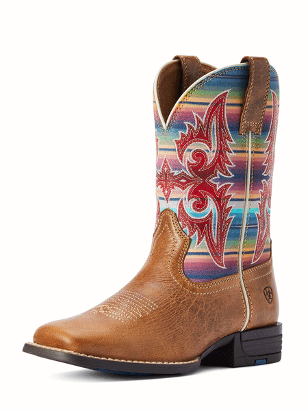 Ariat 10042595 Kids Lonestar Western Boot Ridge Tan side and front view. If you need any assistance with this item or the purchase of this item please call us at five six one seven four eight eight eight zero one Monday through Saturday 10:00a.m EST to 8:00 p.m EST