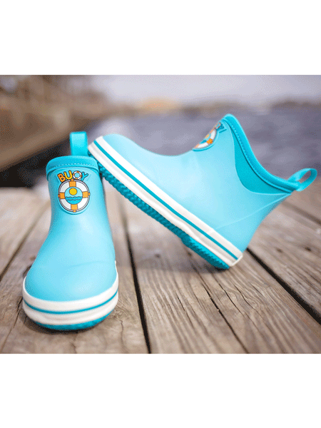 Buoy BB107 Kids Rubber Boots Turquoise front and side view. If you need any assistance with this item or the purchase of this item please call us at five six one seven four eight eight eight zero one Monday through Saturday 10:00a.m EST to 8:00 p.m EST