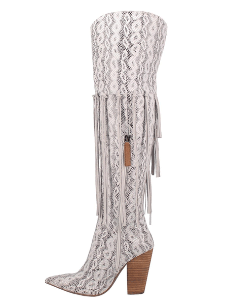 Dingo DI706 Womens Kitty Kat Boot White innder side view. If you need any assistance with this item or the purchase of this item please call us at five six one seven four eight eight eight zero one Monday through Saturday 10:00a.m EST to 8:00 p.m EST
