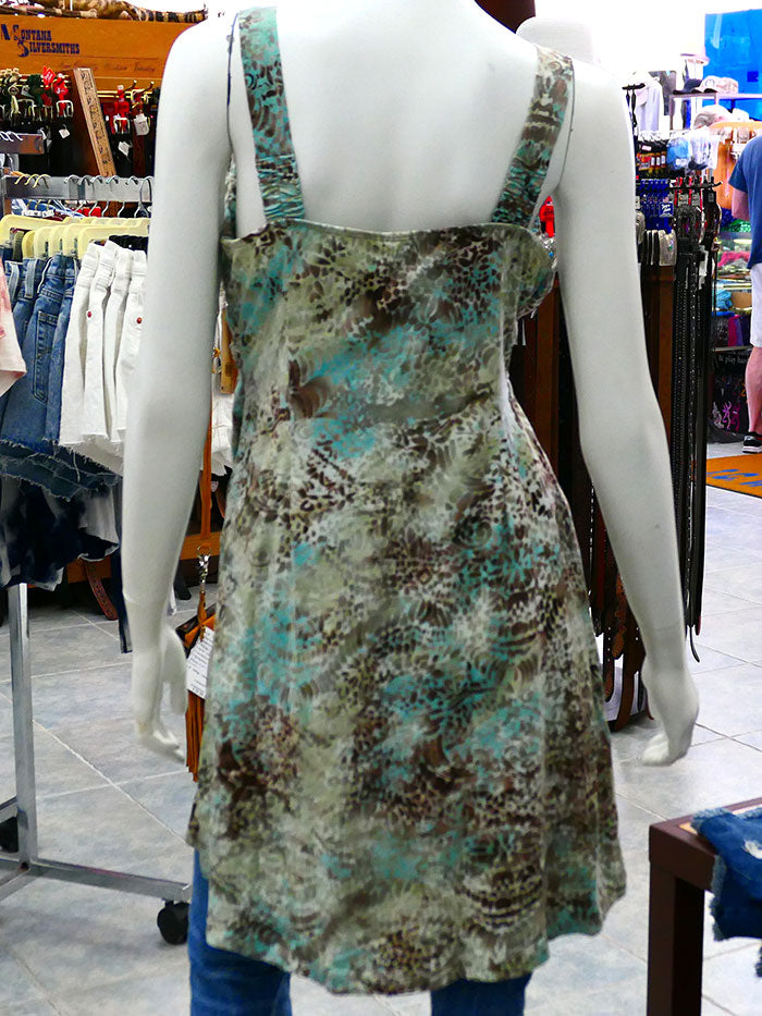 Santiki 4079-799 Womens Zuri Tank Strap Dress Brown Aqua Stain Front view. If you need any assistance with this item or the purchase of this item please call us at five six one seven four eight eight eight zero one Monday through Saturday 10:00a.m EST to 8:00 p.m EST