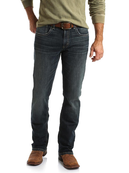 Wrangler 44MWXGD Mens 20X Slim Straight Jeans Glendive Blue front view. If you need any assistance with this item or the purchase of this item please call us at five six one seven four eight eight eight zero one Monday through Saturday 10:00a.m EST to 8:00 p.m EST