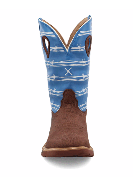 Twisted X MXB0001 Mens Western Work Boot Burgundy And Sky Blue front view. If you need any assistance with this item or the purchase of this item please call us at five six one seven four eight eight eight zero one Monday through Saturday 10:00a.m EST to 8:00 p.m EST