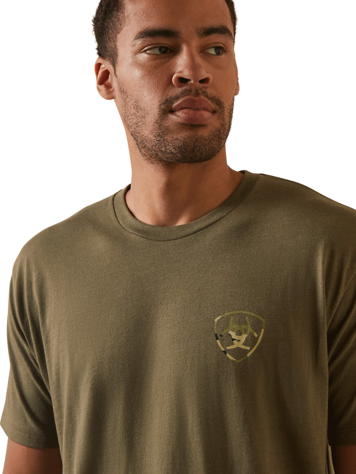Ariat 10044779 Mens Tonal Camo Flag T-Shirt Military Heather back view. If you need any assistance with this item or the purchase of this item please call us at five six one seven four eight eight eight zero one Monday through Saturday 10:00a.m EST to 8:00 p.m EST