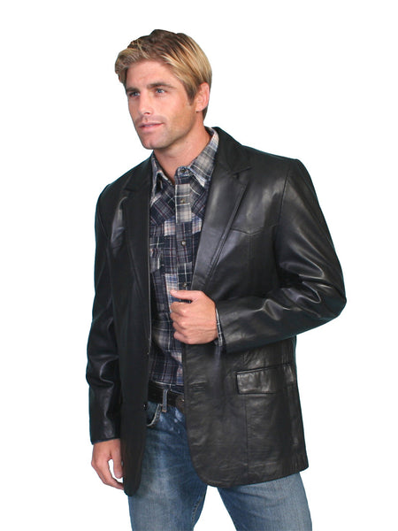 Scully 501-11 Mens Western Lambskin Blazer Black front view. If you need any assistance with this item or the purchase of this item please call us at five six one seven four eight eight eight zero one Monday through Saturday 10:00a.m EST to 8:00 p.m EST