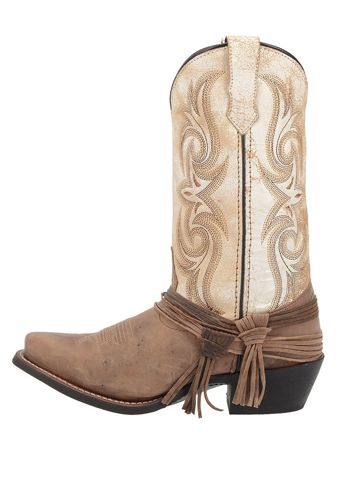 Laredo 51091 Womens Myra Leather Boot Sand and White front-side view
