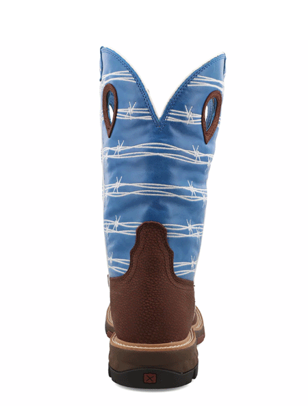 Twisted X MXB0001 Mens Western Work Boot Burgundy And Sky Blue back view. If you need any assistance with this item or the purchase of this item please call us at five six one seven four eight eight eight zero one Monday through Saturday 10:00a.m EST to 8:00 p.m EST
