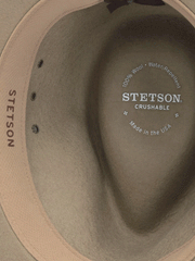 Stetson SWMOAB-8132MU THE MOAB Crushable Wool Felt Hat Mushroom inside view. If you need any assistance with this item or the purchase of this item please call us at five six one seven four eight eight eight zero one Monday through Saturday 10:00a.m EST to 8:00 p.m EST