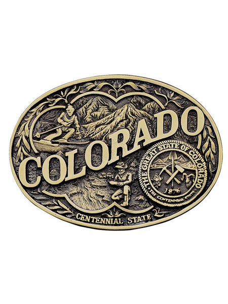 Montana Silversmiths 60811COC Colorado State Heritage Attitude Buckle front view. If you need any assistance with this item or the purchase of this item please call us at five six one seven four eight eight eight zero one Monday through Saturday 10:00a.m EST to 8:00 p.m EST