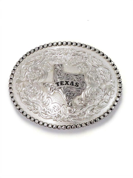 Montana Silversmiths 6189SV-610TX (D) Texas State Western Belt Buckle Antiqued Silver front view. If you need any assistance with this item or the purchase of this item please call us at five six one seven four eight eight eight zero one Monday through Saturday 10:00a.m EST to 8:00 p.m EST