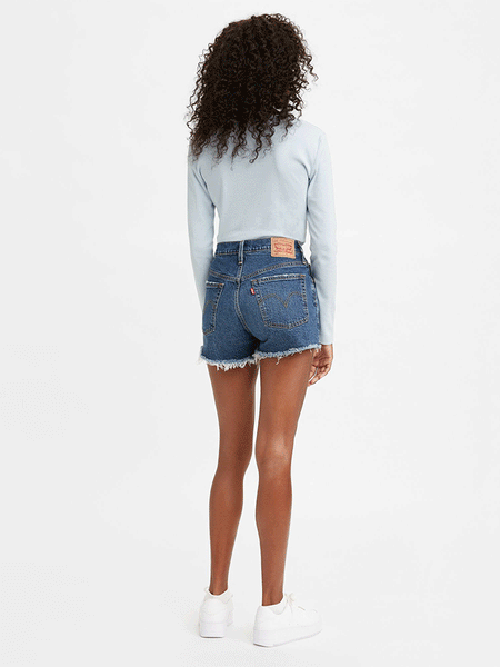 Levi's 56327-0227 Womens 501 Original High-Rise Jean Shorts back view. If you need any assistance with this item or the purchase of this item please call us at five six one seven four eight eight eight zero one Monday through Saturday 10:00a.m EST to 8:00 p.m EST
