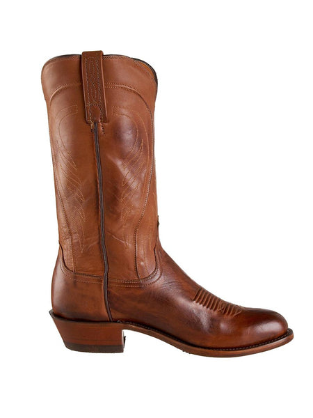 Lucchese N1596.R4 Mens Classics Ranch Hand Leather Boots Tan Burnished side view. If you need any assistance with this item or the purchase of this item please call us at five six one seven four eight eight eight zero one Monday through Saturday 10:00a.m EST to 8:00 p.m EST