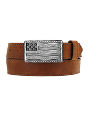 Justin C12685 Mens Flying High Belt Brown front view. If you need any assistance with this item or the purchase of this item please call us at five six one seven four eight eight eight zero one Monday through Saturday 10:00a.m EST to 8:00 p.m EST 