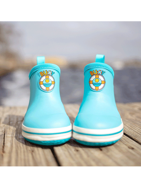 Buoy BB107 Kids Rubber Boots Turquoise front view. If you need any assistance with this item or the purchase of this item please call us at five six one seven four eight eight eight zero one Monday through Saturday 10:00a.m EST to 8:00 p.m EST