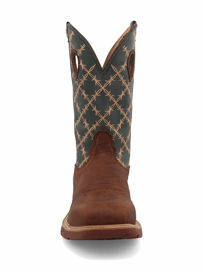 Twisted X MXBN002 Mens Nano Toe Western Work Boot Mocha And Slate front and side view. If you need any assistance with this item or the purchase of this item please call us at five six one seven four eight eight eight zero one Monday through Saturday 10:00a.m EST to 8:00 p.m EST