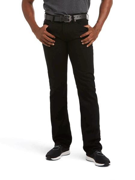 Ariat 10037890 Mens M7 Slim Legacy Straight Jean Black front view. If you need any assistance with this item or the purchase of this item please call us at five six one seven four eight eight eight zero one Monday through Saturday 10:00a.m EST to 8:00 p.m EST