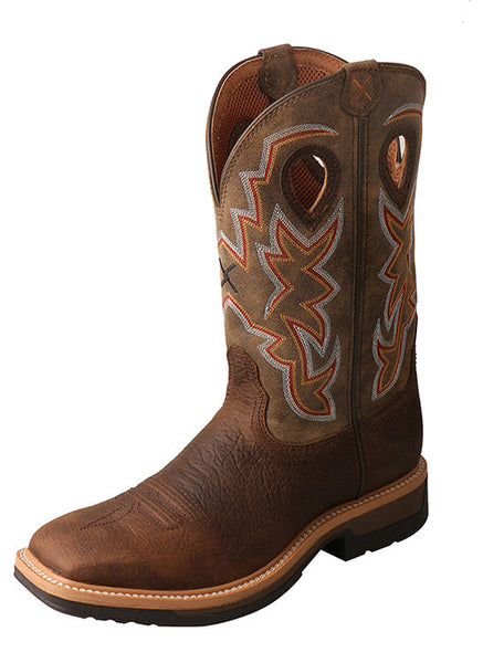 Twisted X MLCA001 Mens Alloy Toe Lite Western Work Boot Taupe front and side view. If you need any assistance with this item or the purchase of this item please call us at five six one seven four eight eight eight zero one Monday through Saturday 10:00a.m EST to 8:00 p.m EST