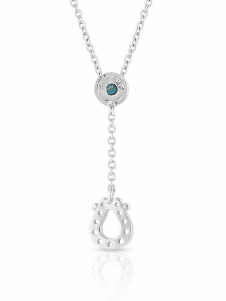 Montana Silversmiths NC5157 Womens Infinite Luck Turquoise Pendant Necklace Silver back view. If you need any assistance with this item or the purchase of this item please call us at five six one seven four eight eight eight zero one Monday through Saturday 10:00a.m EST to 8:00 p.m EST