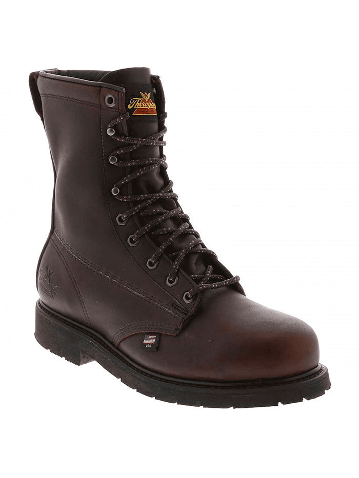 Thorogood 804-3233 Mens 8" Oil Rigger Steel Toe Work Boot Black Walnut side view pair. If you need any assistance with this item or the purchase of this item please call us at five six one seven four eight eight eight zero one Monday through Saturday 10:00a.m EST to 8:00 p.m EST