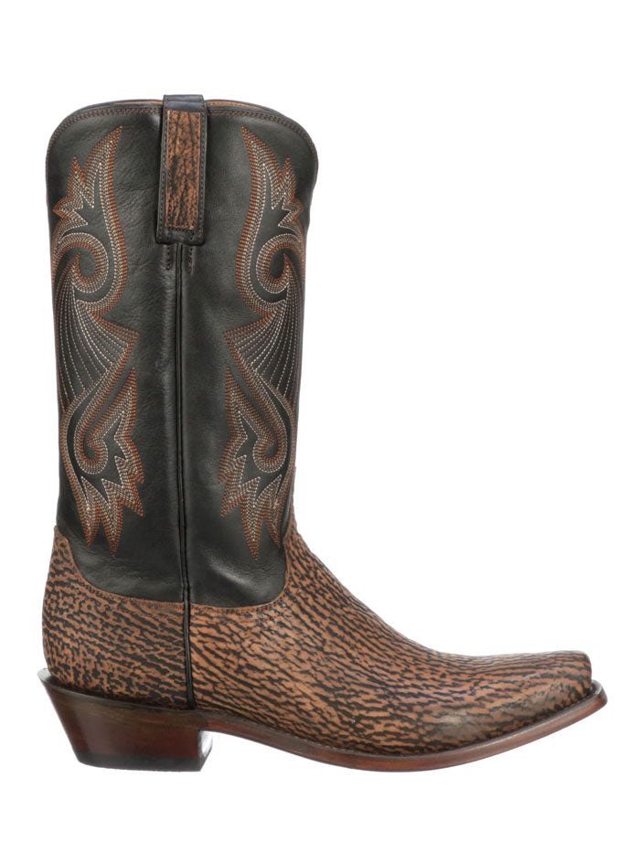 Lucchese M3238.74 Mens Mingus Safari Shark Boots Black front and side view pair. If you need any assistance with this item or the purchase of this item please call us at five six one seven four eight eight eight zero one Monday through Saturday 10:00a.m EST to 8:00 p.m EST