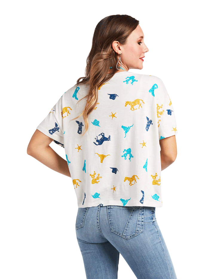 Ariat 10039194 Womens Mojave Tee Multi Print front view. If you need any assistance with this item or the purchase of this item please call us at five six one seven four eight eight eight zero one Monday through Saturday 10:00a.m EST to 8:00 p.m EST