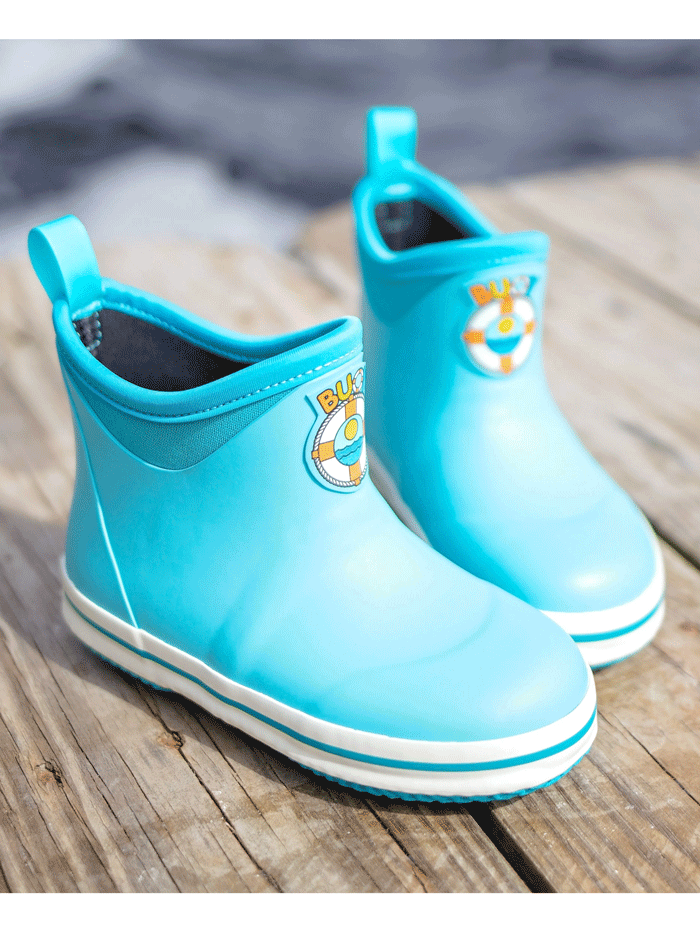 Buoy BB107 Kids Rubber Boots Turquoise front view. If you need any assistance with this item or the purchase of this item please call us at five six one seven four eight eight eight zero one Monday through Saturday 10:00a.m EST to 8:00 p.m EST