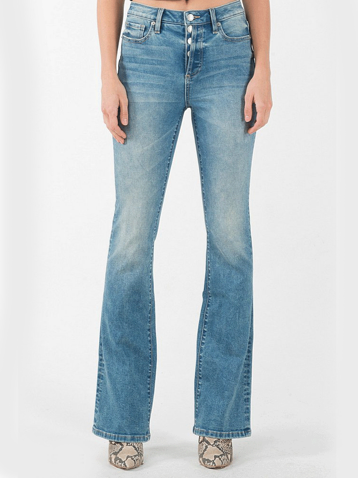 Miss Me H3636B51 Womens High Rise Bootcut Jeans Blue back view. If you need any assistance with this item or the purchase of this item please call us at five six one seven four eight eight eight zero one Monday through Saturday 10:00a.m EST to 8:00 p.m EST