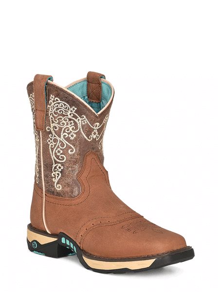 Corral W5006 Ladies Farm & Ranch Square Toe Work Boot Tan front and side view . If you need any assistance with this item or the purchase of this item please call us at five six one seven four eight eight eight zero one Monday through Saturday 10:00a.m EST to 8:00 p.m EST