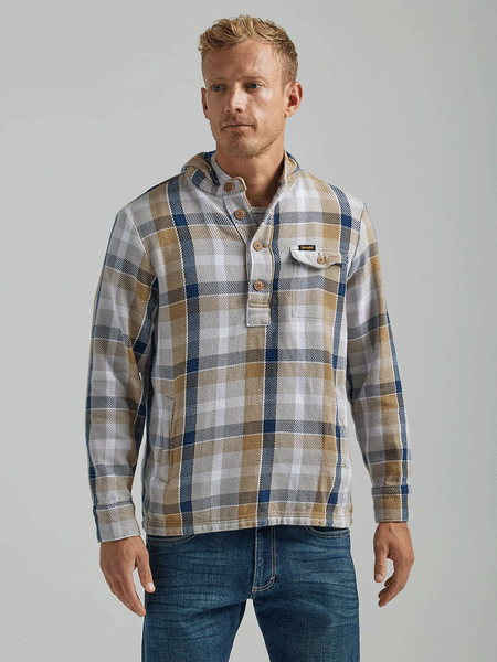 Wrangler 112318498 Mens Lightweight Popover Jacket Sesame front view. If you need any assistance with this item or the purchase of this item please call us at five six one seven four eight eight eight zero one Monday through Saturday 10:00a.m EST to 8:00 p.m EST