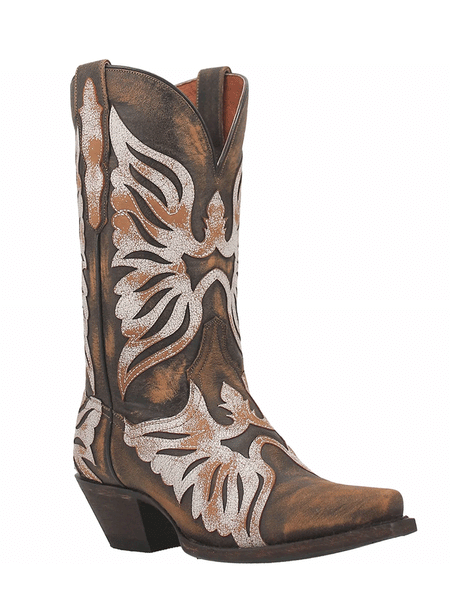 Dan Post DP4359 Womens Ndulgence Overlays Leather Boot Brown And White front and side view. If you need any assistance with this item or the purchase of this item please call us at five six one seven four eight eight eight zero one Monday through Saturday 10:00a.m EST to 8:00 p.m EST