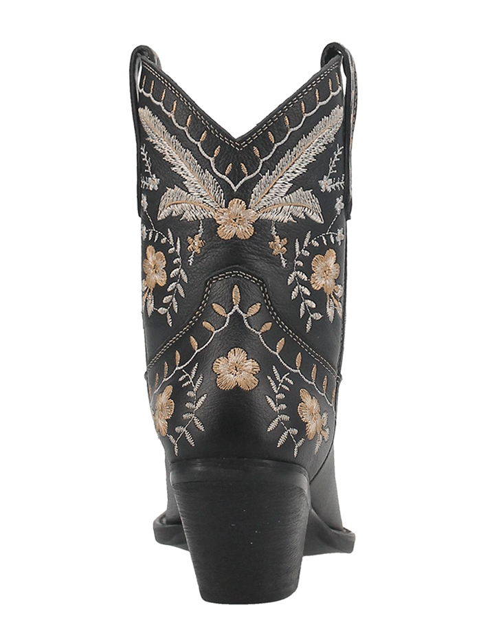 Dingo DI748 Womens Primrose Ankle Western Bootie Black front-side view. If you need any assistance with this item or the purchase of this item please call us at five six one seven four eight eight eight zero one Monday through Saturday 10:00a.m EST to 8:00 p.m EST