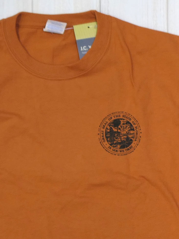 JC Western 9PC61SS-TXO Mens Buck Hunter Short Sleeve Tee Texas Orange back view. If you need any assistance with this item or the purchase of this item please call us at five six one seven four eight eight eight zero one Monday through Saturday 10:00a.m EST to 8:00 p.m EST