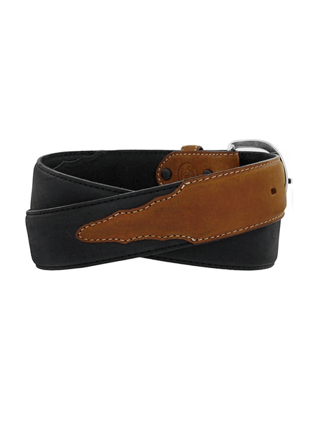 Justin 53700 Mens Classic Western Belt Black Brown back view. If you need any assistance with this item or the purchase of this item please call us at five six one seven four eight eight eight zero one Monday through Saturday 10:00a.m EST to 8:00 p.m EST