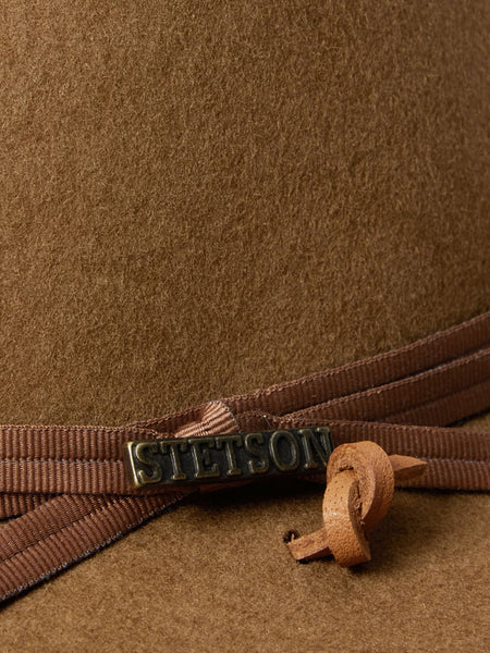 Stetson OWHODN-0240B5 HOLDEN Crushable Water Resistant Wool Hat Driftwood band close up. If you need any assistance with this item or the purchase of this item please call us at five six one seven four eight eight eight zero one Monday through Saturday 10:00a.m EST to 8:00 p.m EST