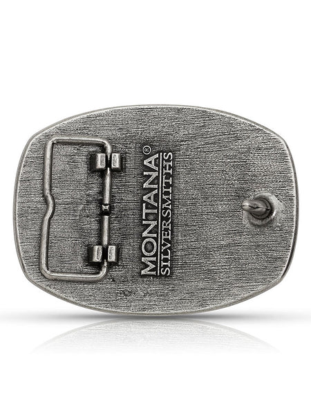 Montana Silversmiths A785S Matched Pair Deer USA Flag Attitude Buckle Silver Back view. If you need any assistance with this item or the purchase of this item please call us at five six one seven four eight eight eight zero one Monday through Saturday 10:00a.m EST to 8:00 p.m EST