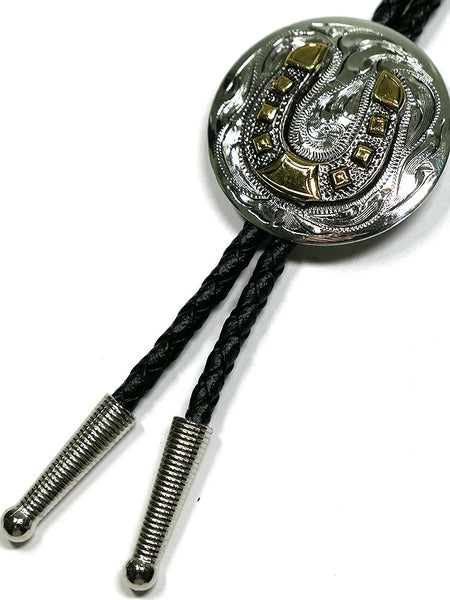 Fashionwest AC70HS Horseshoe Concho Western Bolo Tie Silver alternate front view and tips. If you need any assistance with this item or the purchase of this item please call us at five six one seven four eight eight eight zero one Monday through Saturday 10:00a.m EST to 8:00 p.m EST