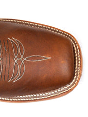 Anderson Bean 0107A-9216L Mens Stitched Square Toe Western Boot Brown toe view from above. If you need any assistance with this item or the purchase of this item please call us at five six one seven four eight eight eight zero one Monday through Saturday 10:00a.m EST to 8:00 p.m EST