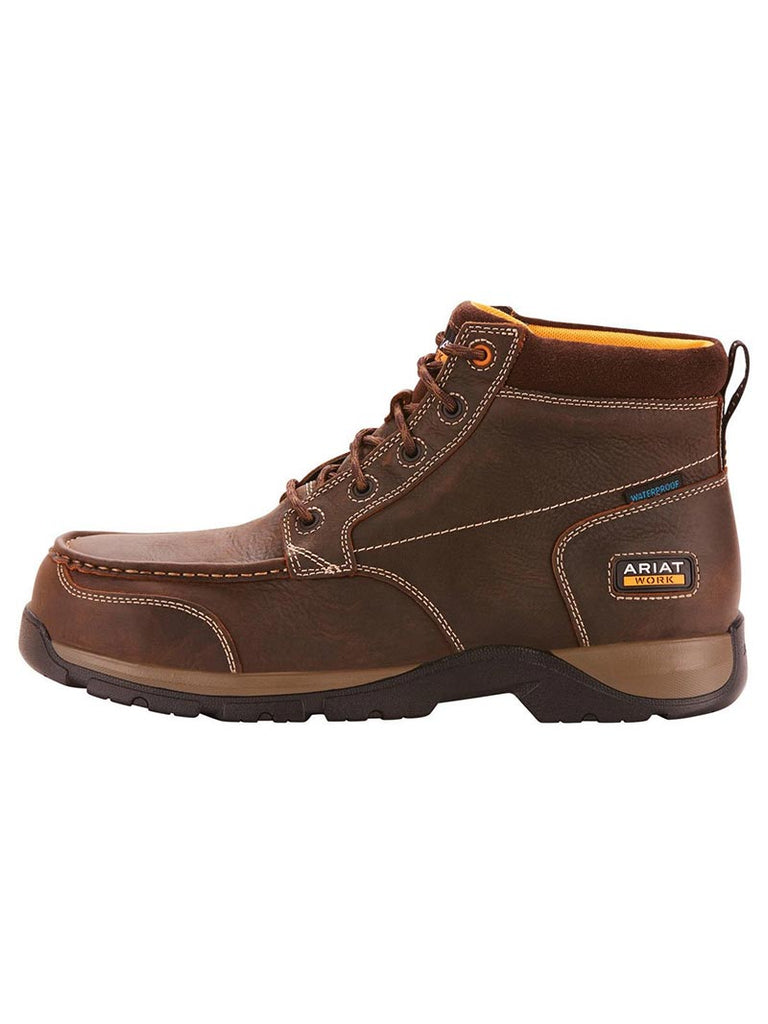 Ariat 10024953 Mens Edge LTE Chukka Waterproof Composite Toe Work Boot Dark Brown front and side view. If you need any assistance with this item or the purchase of this item please call us at five six one seven four eight eight eight zero one Monday through Saturday 10:00a.m EST to 8:00 p.m EST