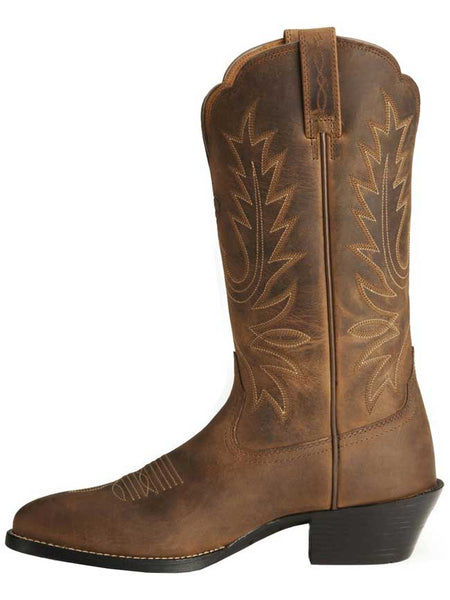 Ariat 10001021 Womens Heritage Western R Toe Boot  Distressed Brown side view  If you need any assistance with this item or the purchase of this item please call us at five six one seven four eight eight eight zero one Monday through Satuday 10:00 a.m. EST to 8:00 p.m. EST
