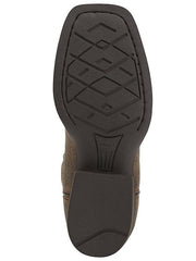Ariat 10012794 Kids Tombstone Western Boot Earth sole view. If you need any assistance with this item or the purchase of this item please call us at five six one seven four eight eight eight zero one Monday through Saturday 10:00a.m EST to 8:00 p.m EST