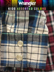 Kids Wrangler Assorted Long Sleeve Plaid Western Snap Shirt 201WAAL cuff close up .If you need any assistance with this item or the purchase of this item please call us at five six one seven four eight eight eight zero one Monday through Saturday 10:00a.m EST to 8:00 p.m EST 