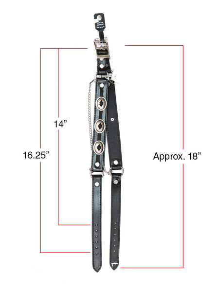 Fashionwest BBR-04 Leather Boot Strap With Conchos dimensions black