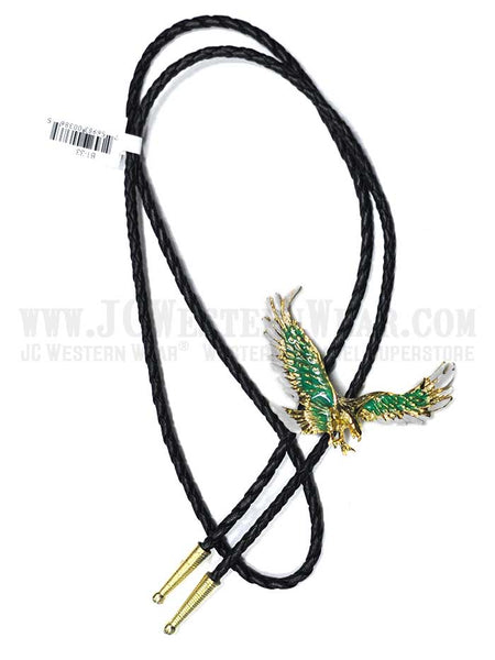 Western Express BT-33 Soaring Eagle Bolo Tie With Turquoise Enamel alternate front view. If you need any assistance with this item or the purchase of this item please call us at five six one seven four eight eight eight zero one Monday through Saturday 10:00a.m EST to 8:00 p.m EST
