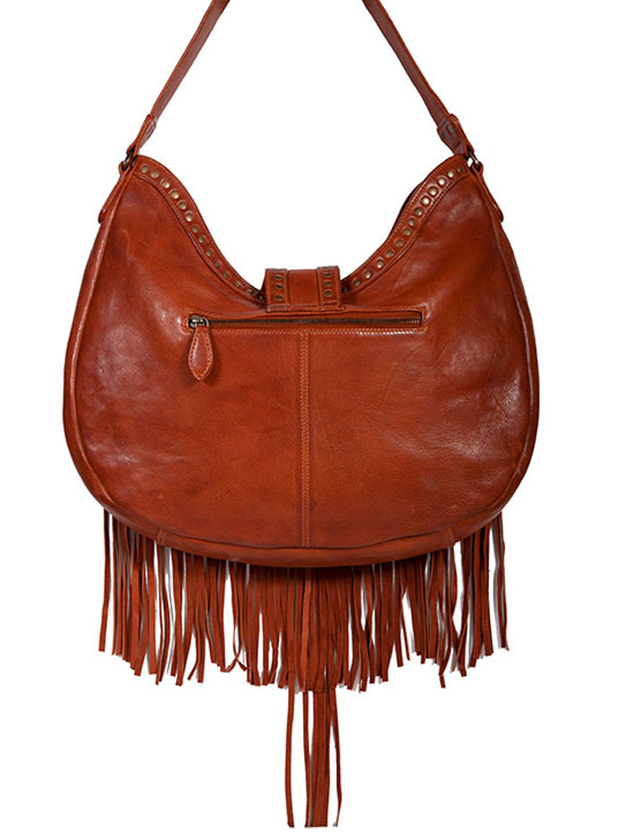 Scully B177 Womens Fringe Studded Leather Handbag Brown front view. If you need any assistance with this item or the purchase of this item please call us at five six one seven four eight eight eight zero one Monday through Saturday 10:00a.m EST to 8:00 p.m EST