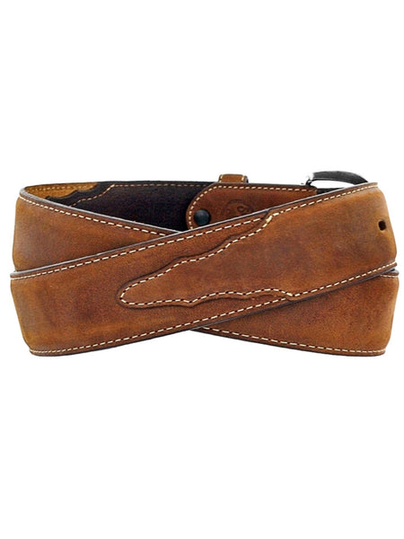 Justin 53709 Classic Western Leather Belt Brown back view. If you need any assistance with this item or the purchase of this item please call us at five six one seven four eight eight eight zero one Monday through Saturday 10:00a.m EST to 8:00 p.m EST